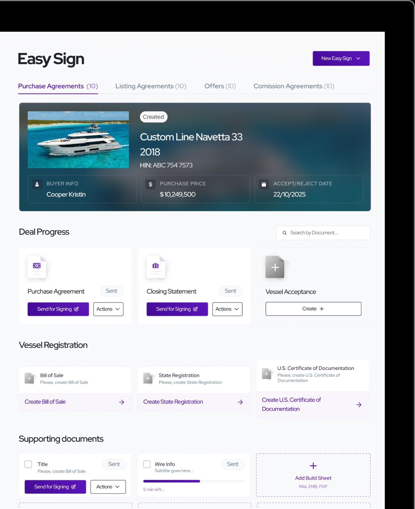 EasySign dashboard