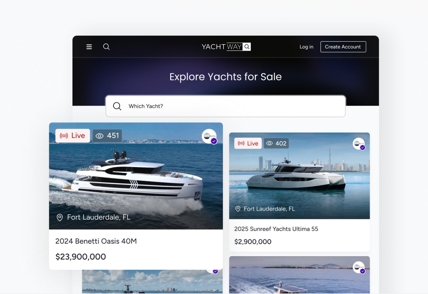 YachtWay Live catalog preview