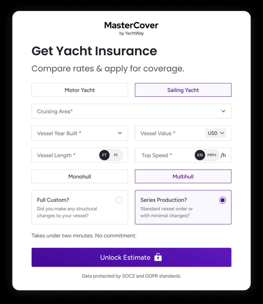 MasterCover quote form